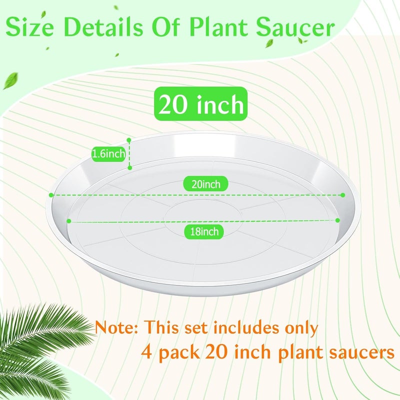 FUIJOL 4 Pack Clear Plant Saucer 20 Inch, Durable Plant Drip Trays Saucers for Pots, No Holes Water Catcher Trays for Indoor Outdoor Planter, Sturdy Base Plate(20", Clear) - Image 3